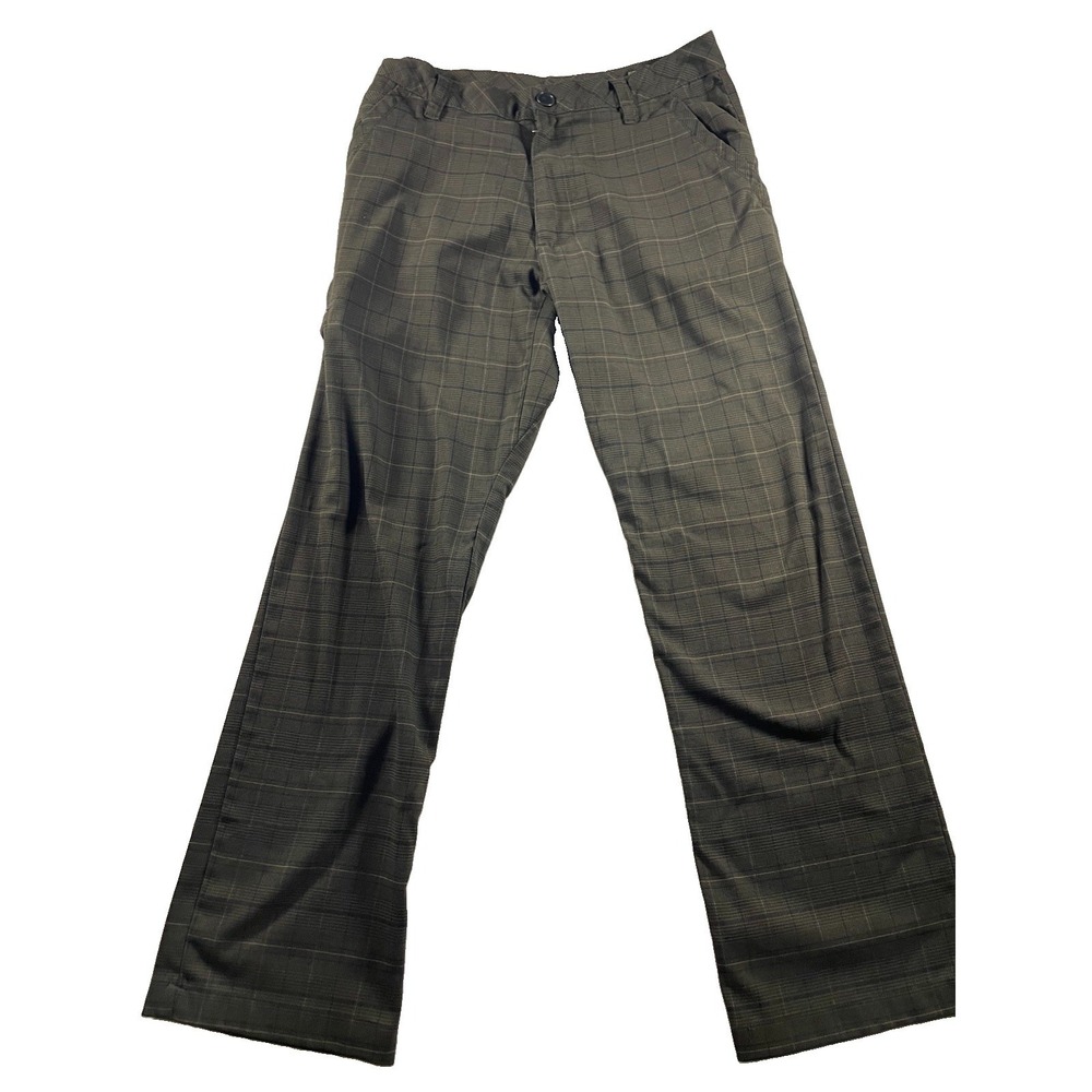 Prana Plaid Straight Leg Golf Pants Chocolate Brown 32 Active Athleisure Outdoor
